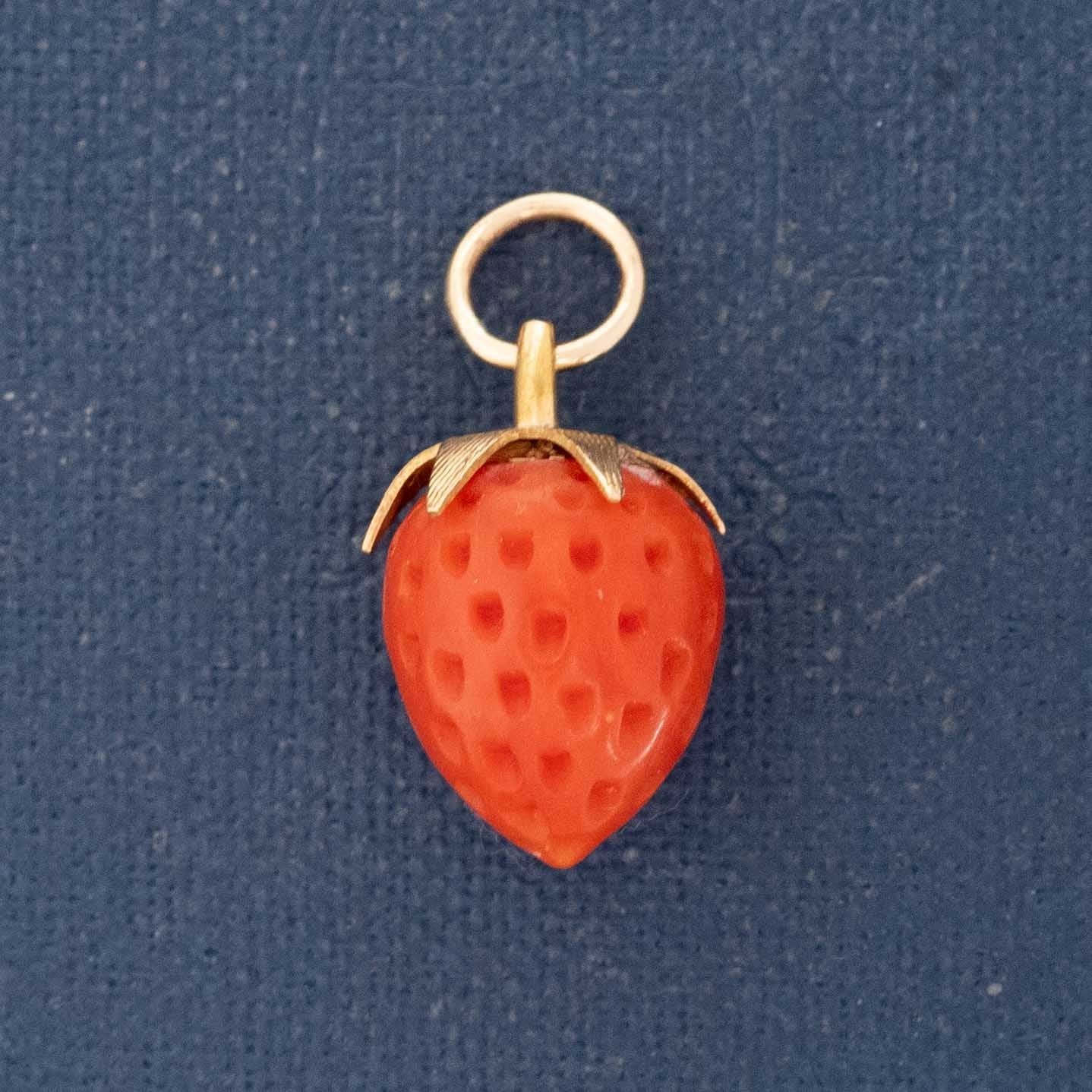 Vintage Coral Strawberry Charm