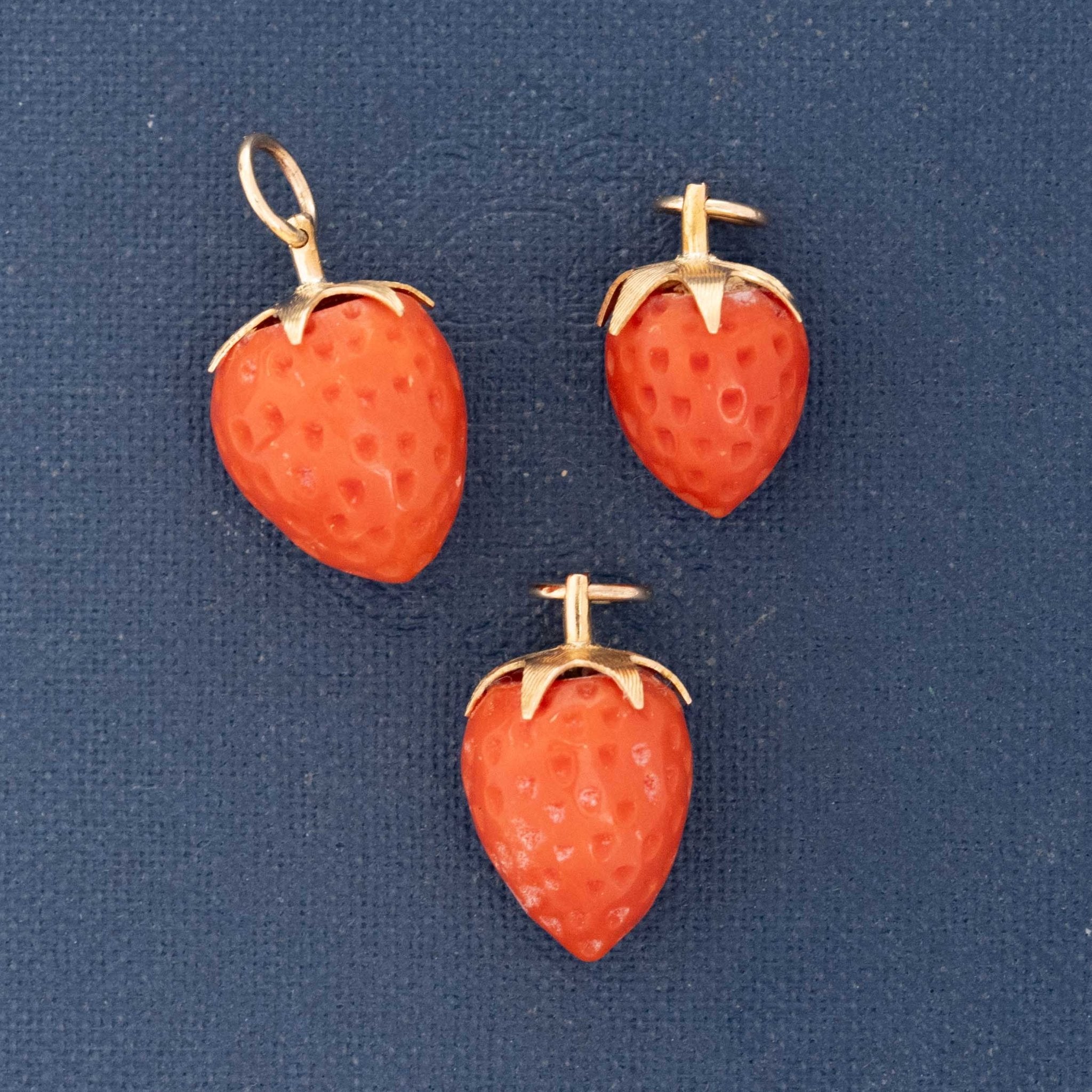 Vintage Coral Strawberry Charm