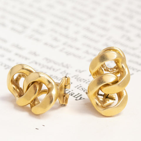 Vintage Curb Link Earrings, Italian