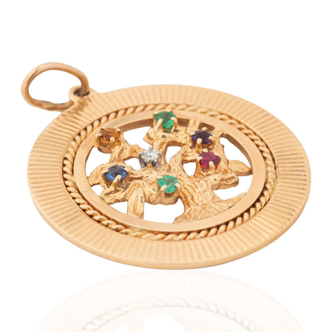 Vintage Tiffany & Co. DEAREST acrostic tree pendant in 14kt yellow gold with diamond, emerald, amethyst, ruby, sapphire and topaz – alternate view 3