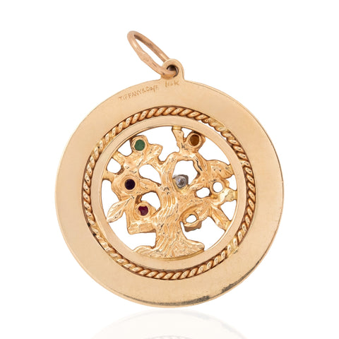 Vintage Tiffany & Co. DEAREST acrostic tree pendant in 14kt yellow gold with diamond, emerald, amethyst, ruby, sapphire and topaz – alternate view 4
