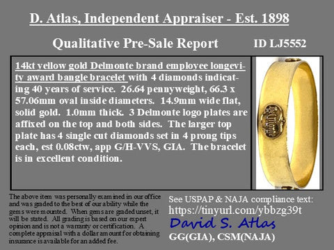 Vintage Del Monte 14K yellow gold wide bangle with diamonds – alternate view 4