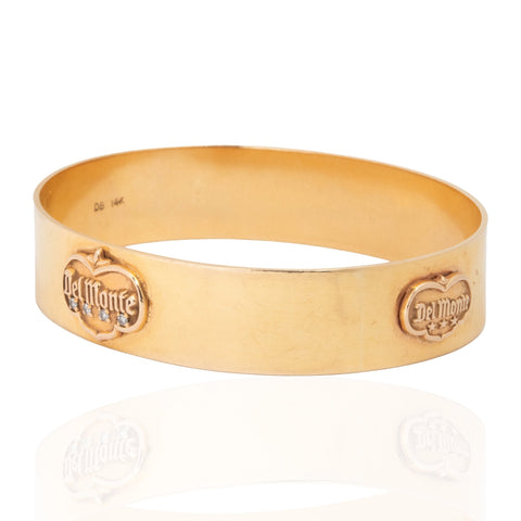 Vintage Del Monte 14K yellow gold wide bangle with diamonds – alternate view 5