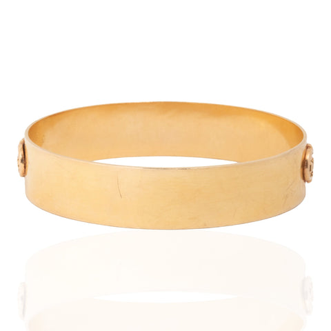Vintage Del Monte 14K yellow gold wide bangle with diamonds – alternate view 6