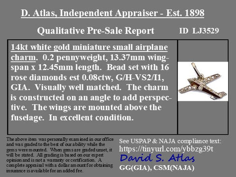 Vintage Diamond Airplane Charm