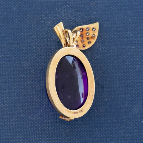Vintage Diamond & Amethyst Plum Pendant, English