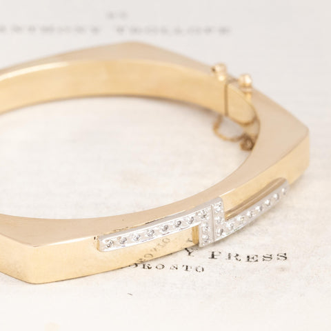 Vintage Diamond and Gold Square Bangle