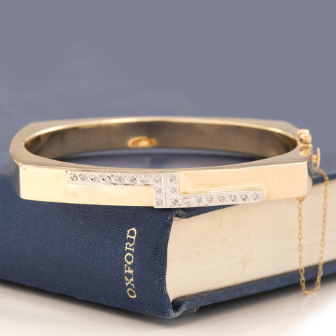 Vintage Diamond and Gold Square Bangle