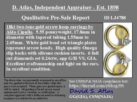 Vintage Diamond Arrow Motif Earrings by Aldo Cipullo