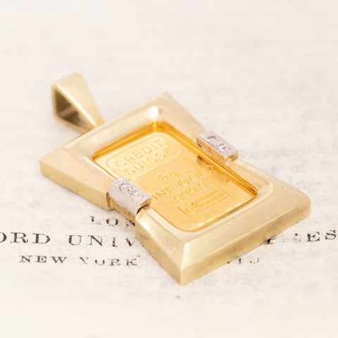 Vintage Diamond Assay Bar Pendant