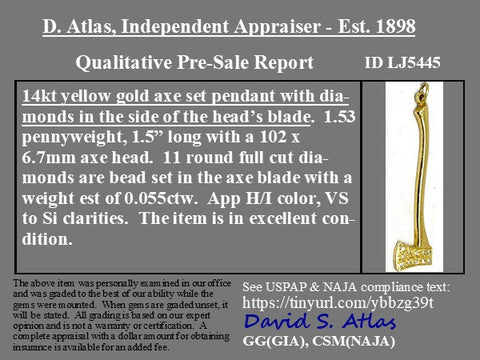 Vintage Diamond Axe Charm