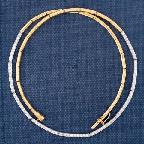 1.50ctw Vintage Round Cut Diamond Bar Link Necklace
