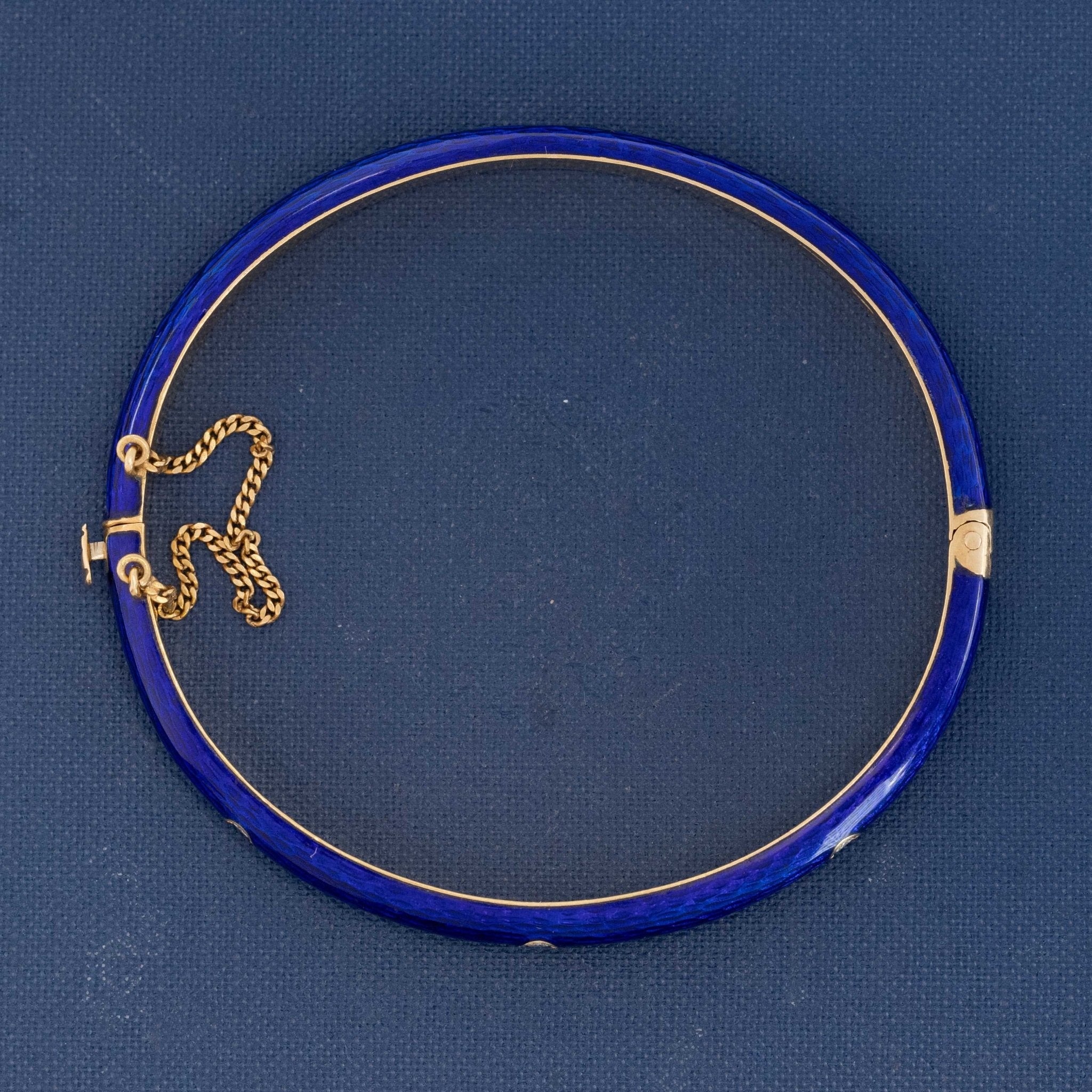 Vintage Diamond Blue Enamel Bangle, Italian