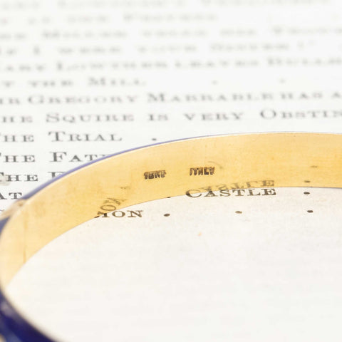 Vintage Diamond Blue Enamel Bangle, Italian