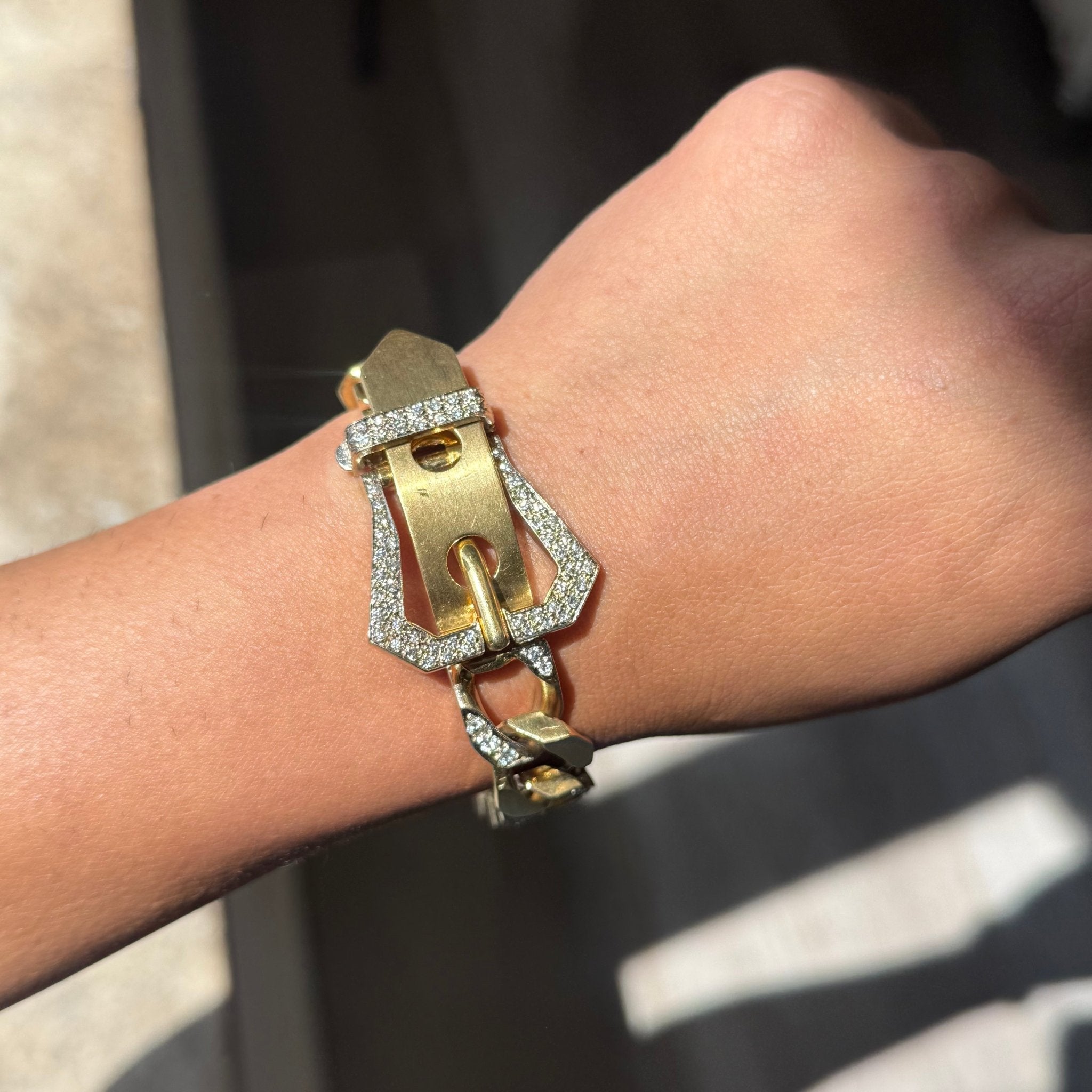 Vintage Diamond Buckle Curb Link Bracelet