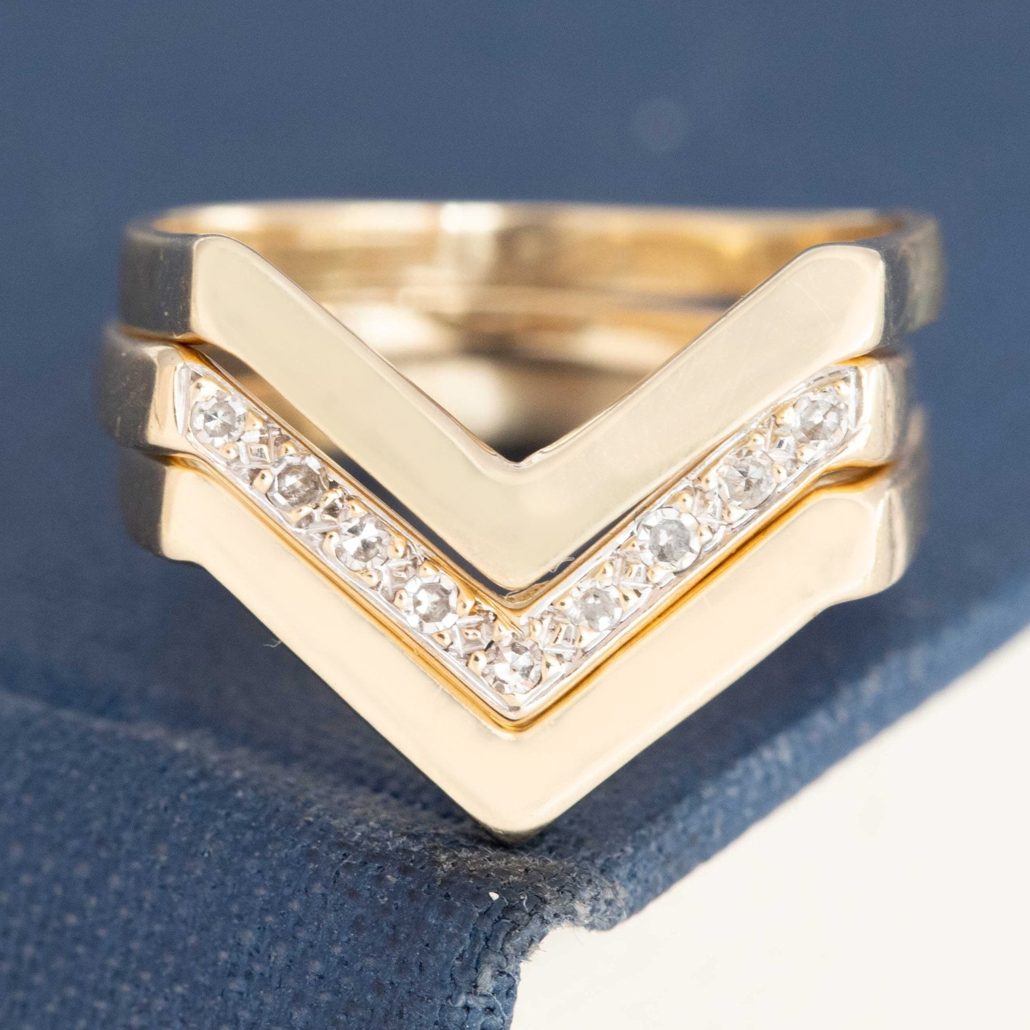 Vintage Diamond Chevron Stacker Bands