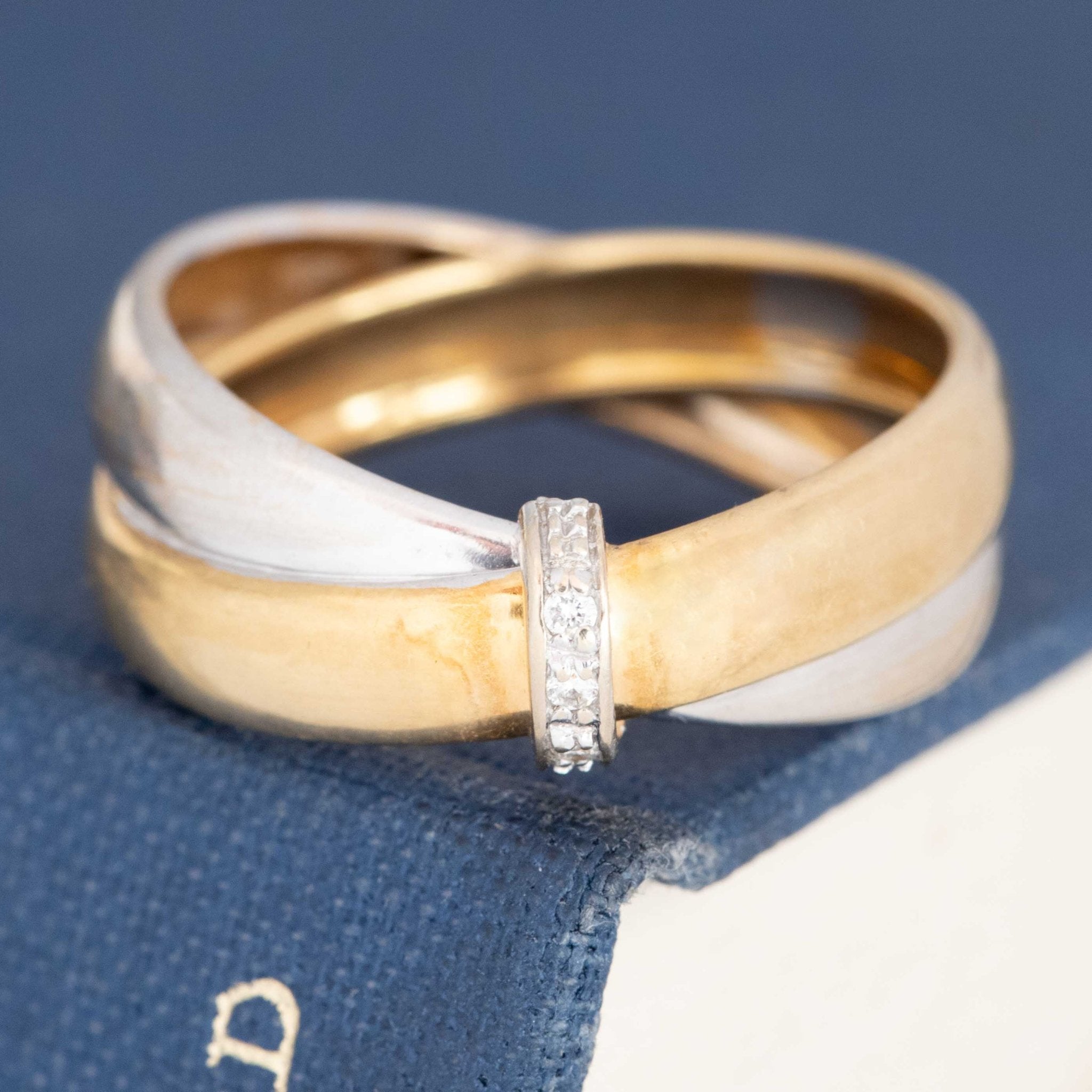 Vintage Diamond Criss-Cross Band, Italian