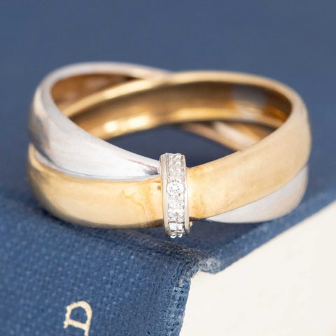 Vintage Diamond Criss-Cross Band, Italian