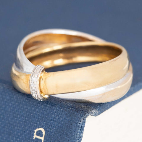 Vintage Diamond Criss-Cross Band, Italian