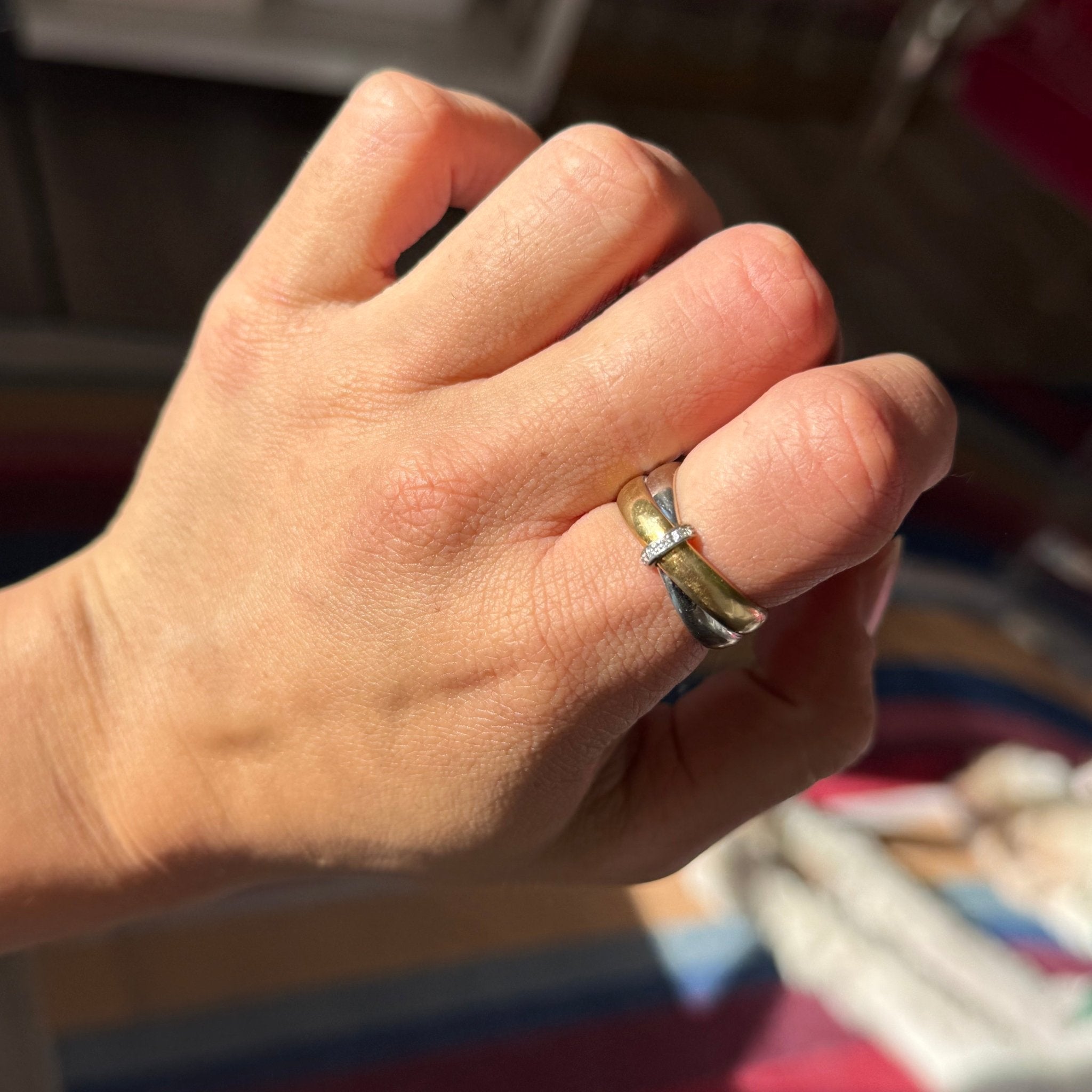 Vintage Diamond Criss-Cross Band, Italian