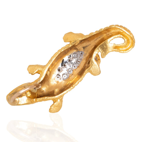 Bottom side of collectible Vintage Diamond Crocodile Pendant