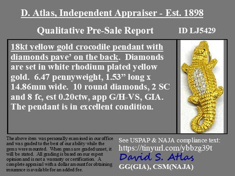Vintage Diamond Crocodile Pendant