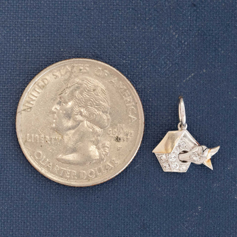 Vintage Diamond Cuckoo Clock Bird Charm