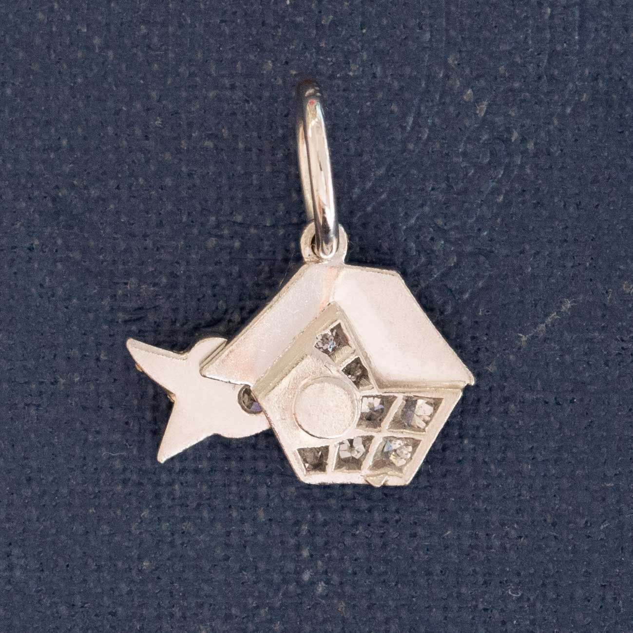 Vintage Diamond Cuckoo Clock Bird Charm