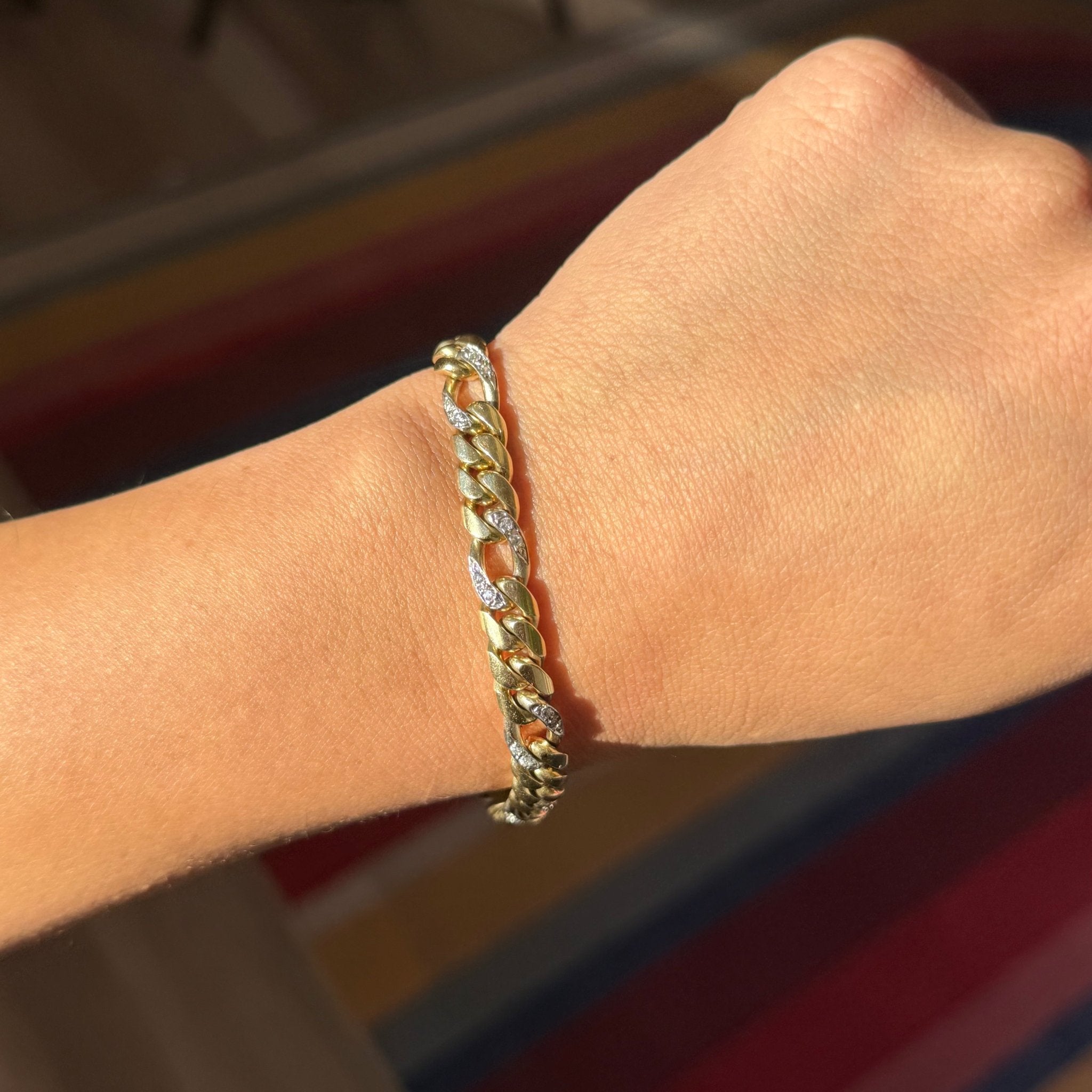 Vintage Diamond Curb Link Bracelet, Italian