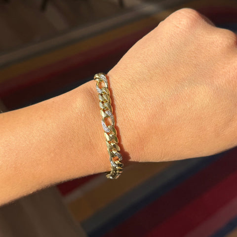 Vintage Diamond Curb Link Bracelet, Italian