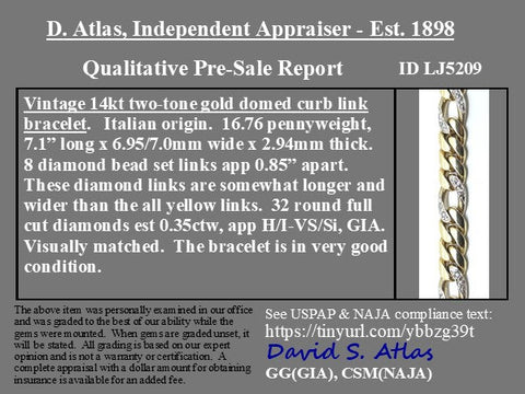 Vintage Diamond Curb Link Bracelet, Italian