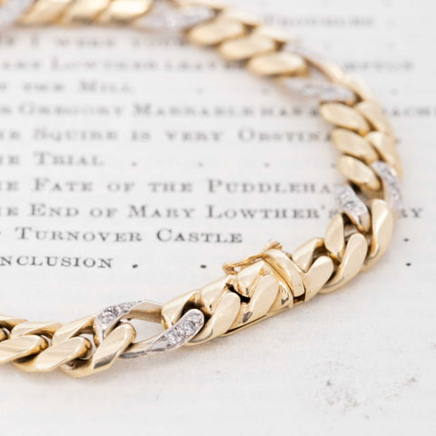 Vintage Diamond Curb Link Bracelet, Italian