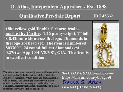Vintage Diamond Double C Charm, by Cartier France