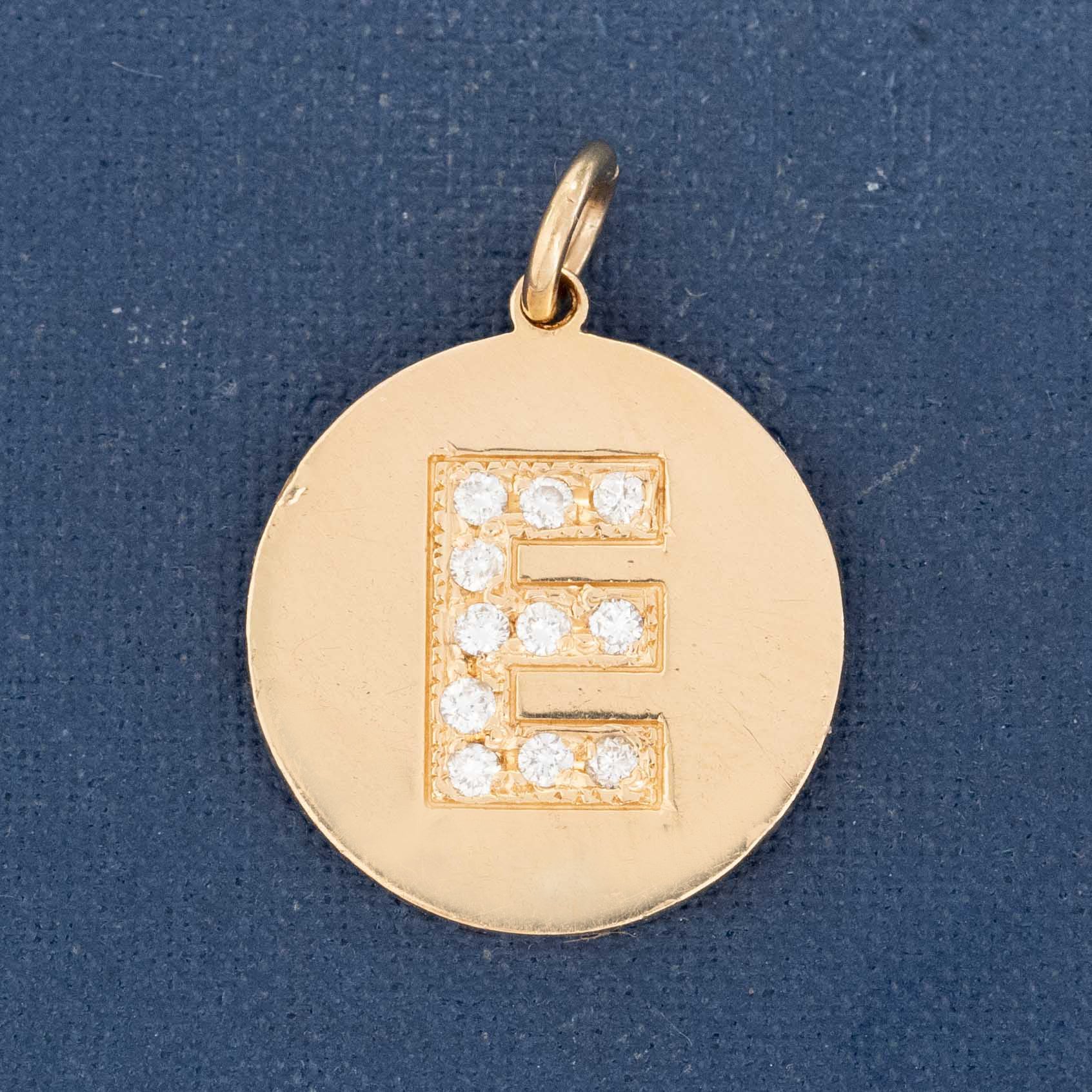 Vintage Diamond "E" Letter Pendant