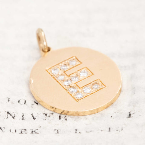Vintage Diamond "E" Letter Pendant