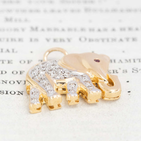 Vintage Diamond Elephant Pendant