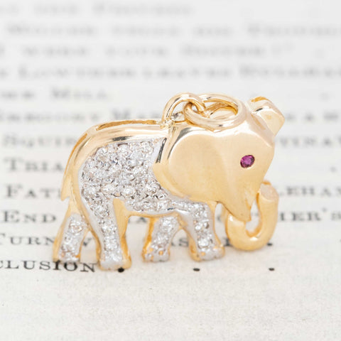 Vintage Diamond Elephant Pendant