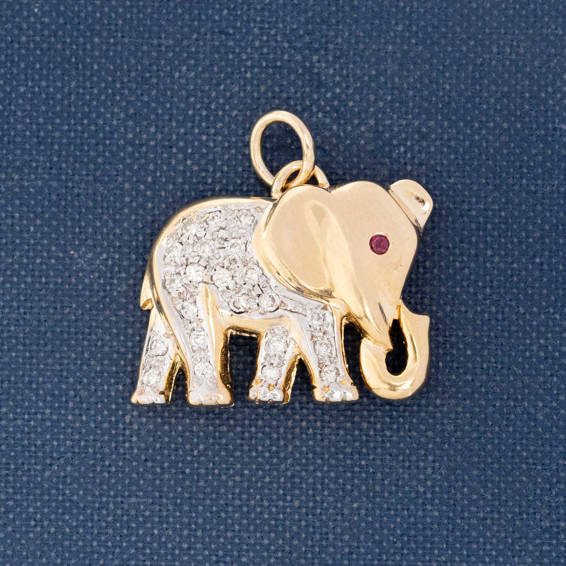 Vintage Diamond Elephant Pendant