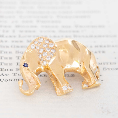 Vintage Diamond Elephant Pendant