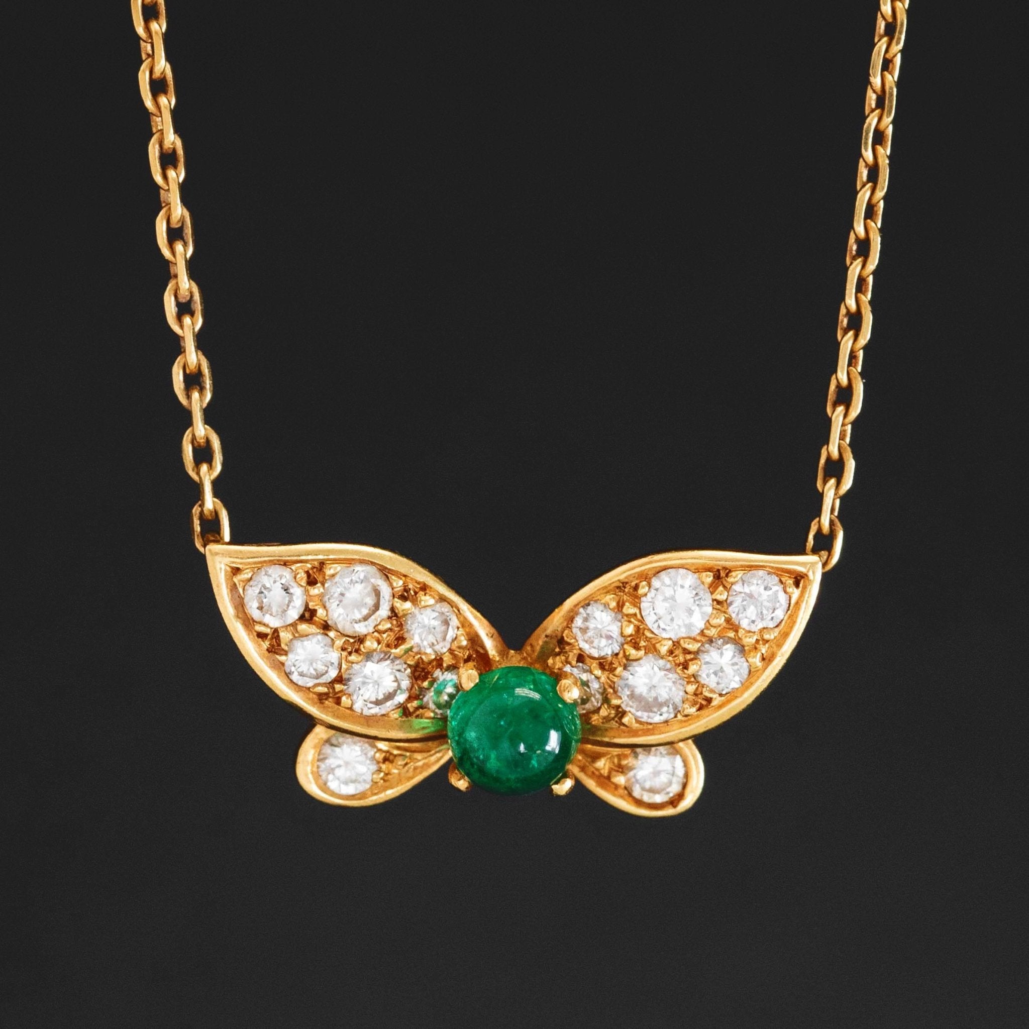 Vintage Diamond & Emerald Butterfly Pendant, by Van Cleef & Arpels