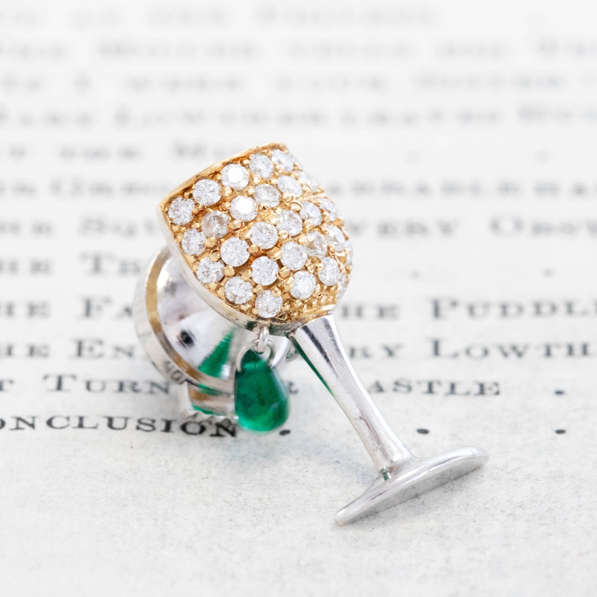 Vintage Diamond & Emerald Cocktail Pin