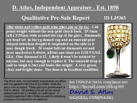 Vintage Diamond & Emerald Cocktail Pin
