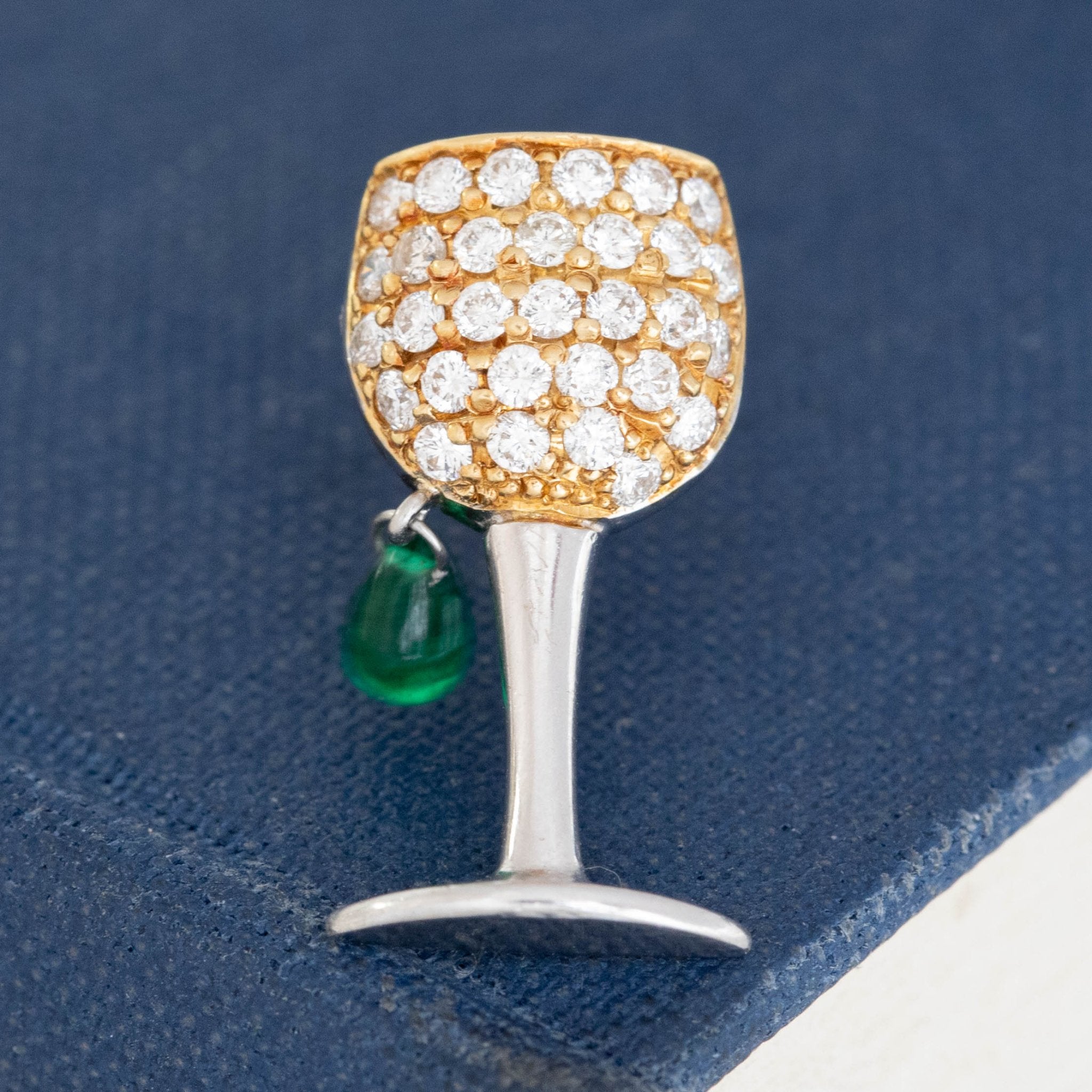 Vintage Diamond & Emerald Cocktail Pin