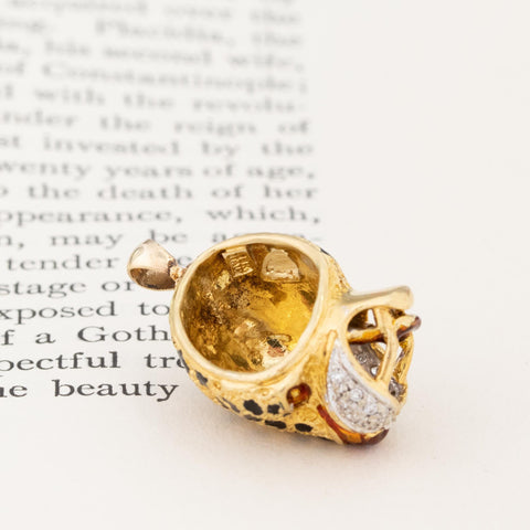 Vintage Diamond & Enamel Panther Pendant