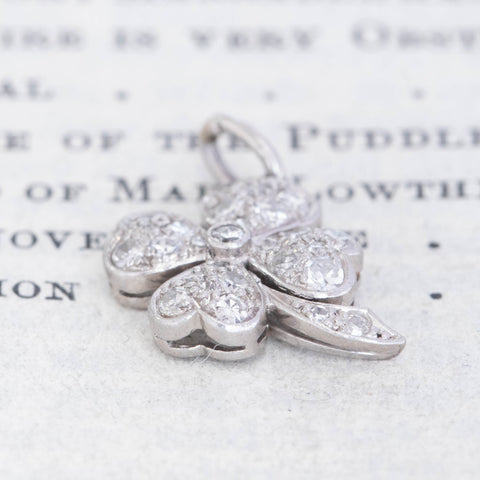 Vintage Diamond Four Leaf Clover Charm
