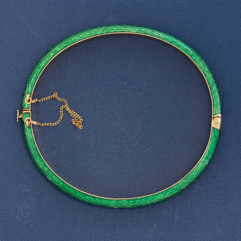 Vintage Diamond Green Enamel Bangle, Italian