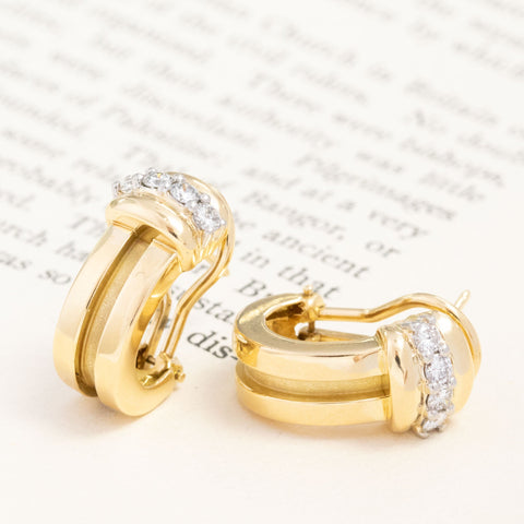 Vintage Diamond Half Hoop Earrings by Tiffany & Co.