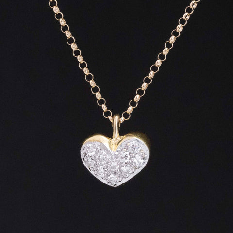 Vintage Diamond Heart Cluster Necklace
