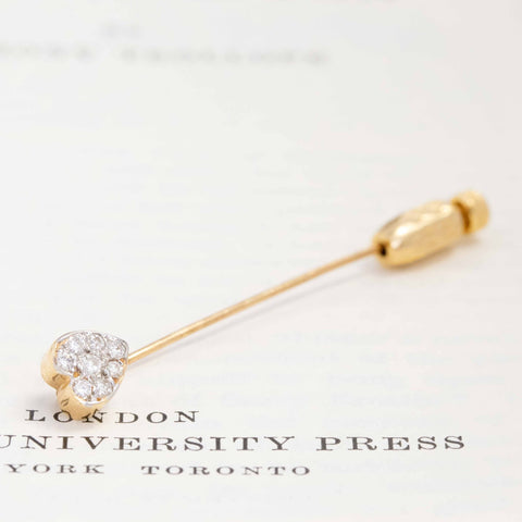Vintage Diamond Heart Cluster Stick Pin