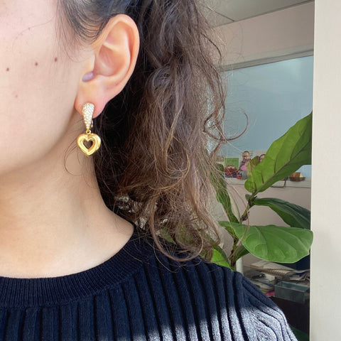 Vintage Diamond Heart Drop Earrings by Chaumet